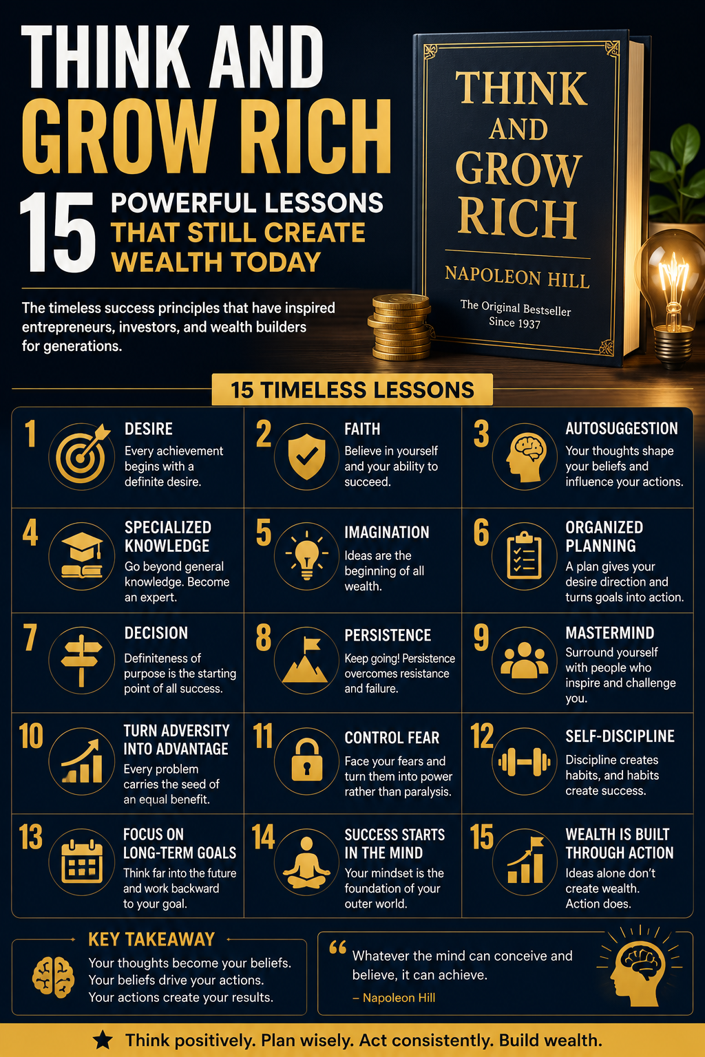 Think and Grow Rich Summary: 15 Powerful Lessons That Still Create Wealth Today