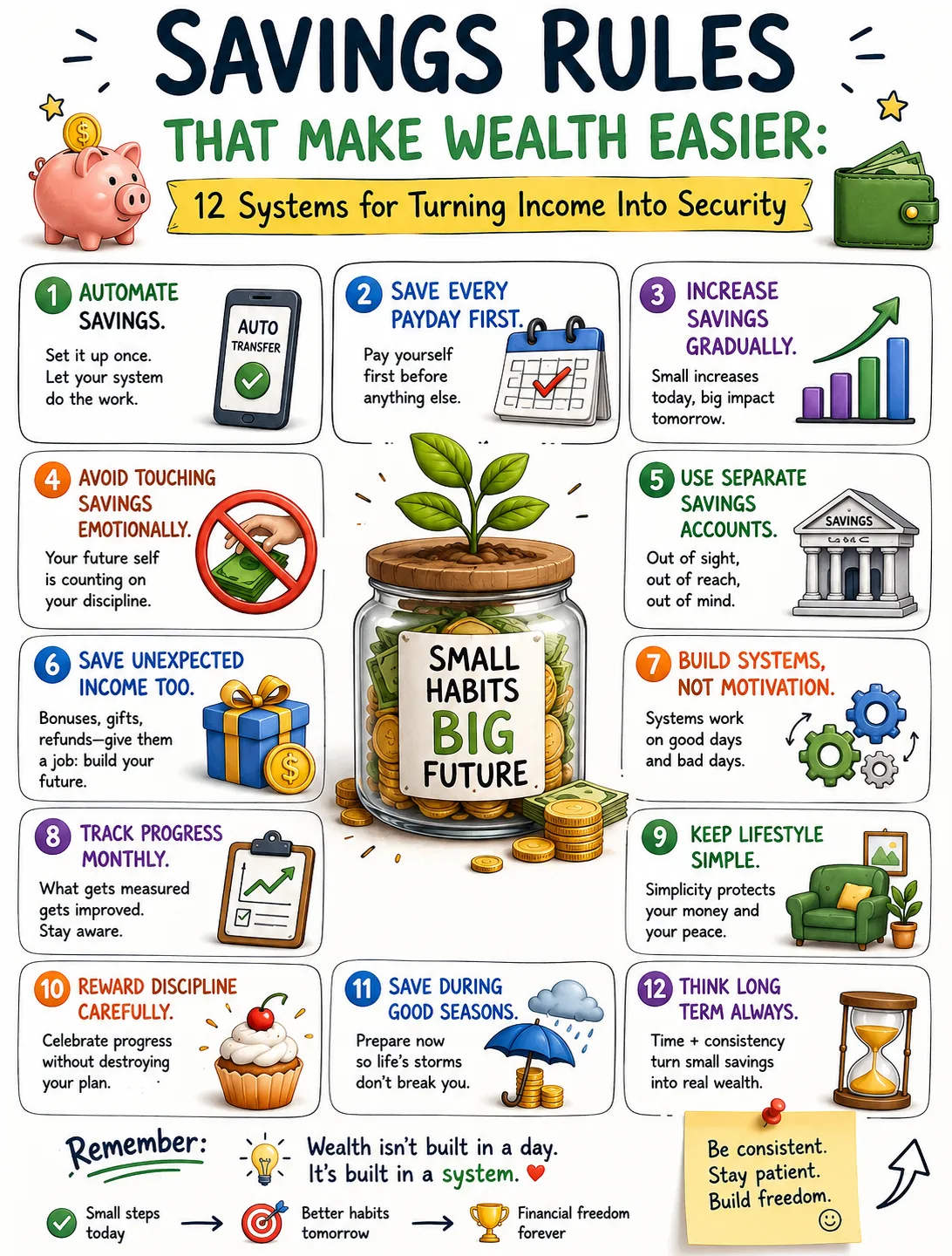 Savings Rules That Make Wealth Easier: 12 Systems for Turning Income Into Security