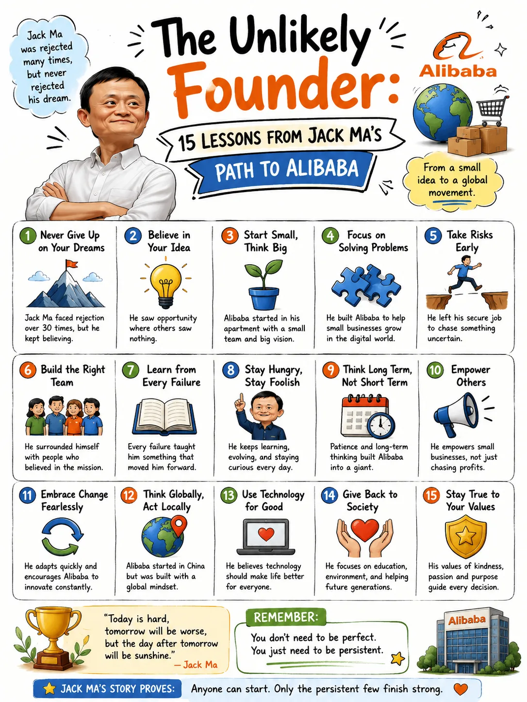 The Unlikely Founder: 15 Lessons from Jack Ma’s Path to Alibaba