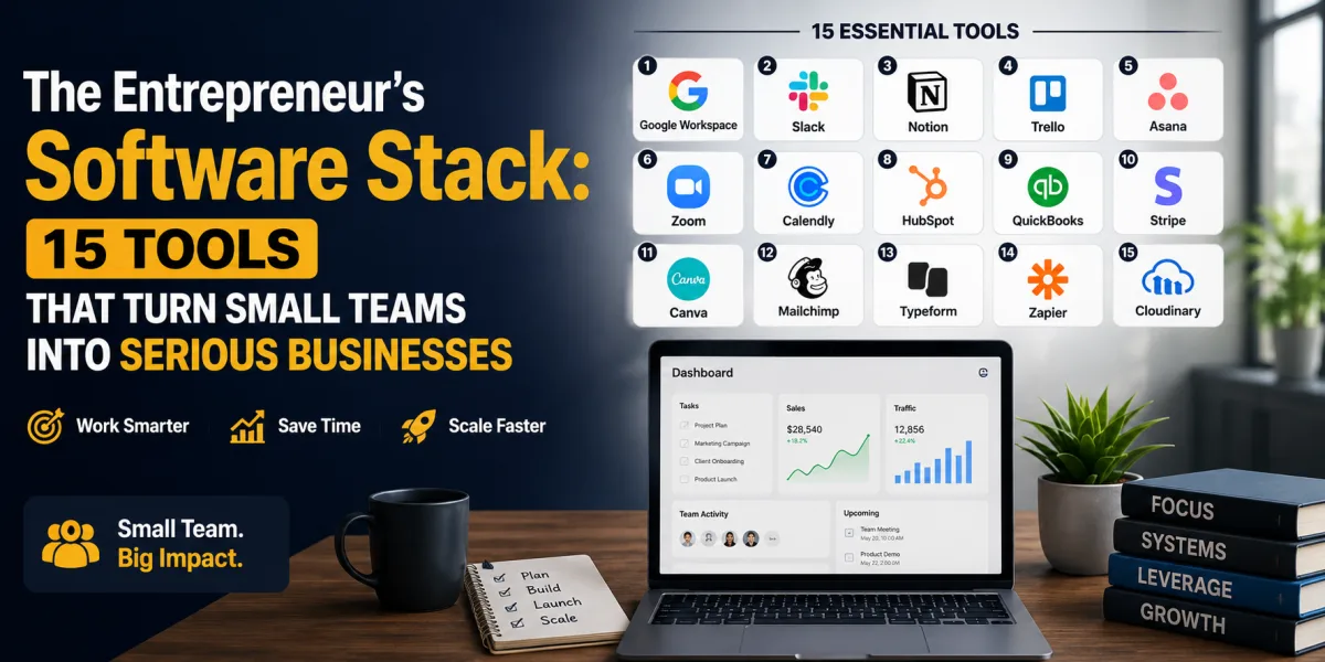 The Entrepreneur’s Software Stack: 15 Tools That Turn Small Teams into Serious Businesses